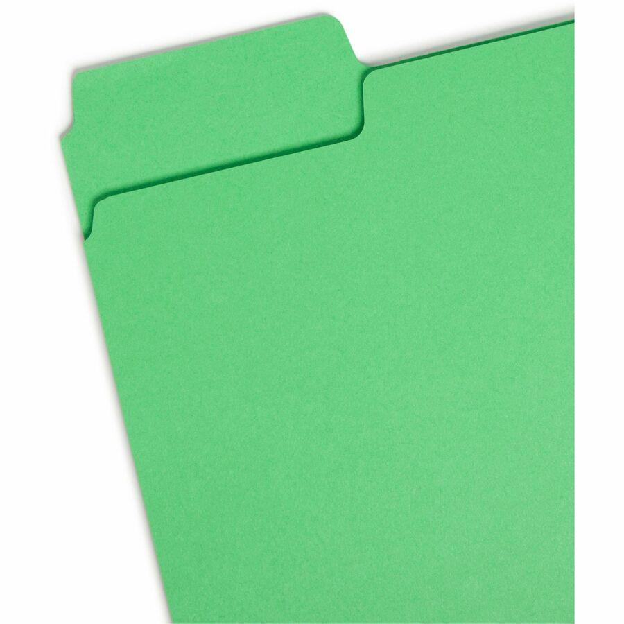 Smead SuperTab 1/3 Tab Cut Letter Recycled Top Tab File Folder - 8 1/2" x 11" - 3/4" Expansion - Top Tab Location - Assorted Position Tab Position - Blue, Green, Yellow, Red - 10% Recycled - 100 / Box. Picture 6