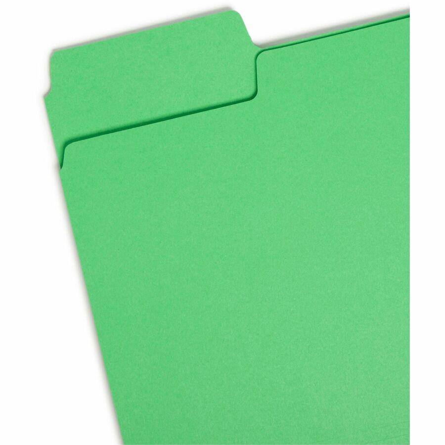Smead SuperTab 1/3 Tab Cut Letter Recycled Top Tab File Folder - 8 1/2" x 11" - 3/4" Expansion - Top Tab Location - Assorted Position Tab Position - Green - 10% Recycled - 100 / Box. Picture 6