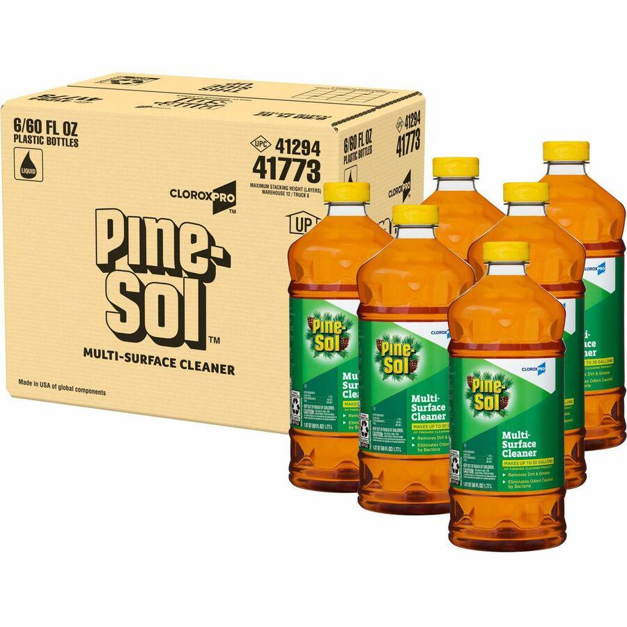 CloroxPro&trade; Pine-Sol Multi-Surface Cleaner - For Multipurpose - Concentrate - 60 fl oz (1.9 quart) - Pine Scent - 6 / Carton - Deodorize, Odorless, Anti-bacterial, Residue-free - Amber. Picture 8