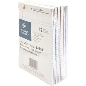 Business Source Micro - Perforated Legal Ruled Pads - Jr.Legal - 50 Sheets - 0.28" Ruled - 16 lb Basis Weight - 8" x 5" - White Paper - Micro Perforated, Easy Tear, Sturdy Back - 1 Dozen. Picture 5