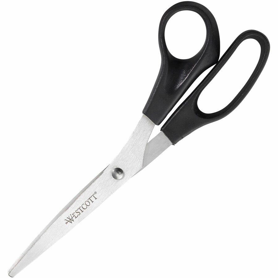 Westcott 8" All Purpose Straight Scissors - 8" Overall Length - Straight-left/right - Stainless Steel - Assorted - 3 / Pack. Picture 4