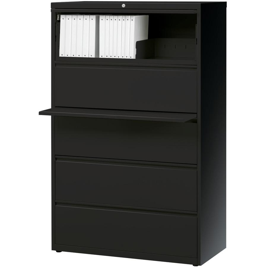 Lorell Fortress Series Lateral File w/Roll-out Posting Shelf - 36" x 18.6" x 67.7" - 5 x Drawer(s) for File - Letter, Legal, A4 - Lateral - Rust Proof, Interlocking, Leveling Glide, Ball-bearing Suspe. Picture 4
