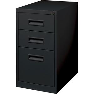 Lorell 22" Box/Box/File Mobile File Cabinet with Recessed Pull - 15" x 22" x 27.8" - 3 x Drawer(s) for Box, File - Letter - Security Lock, Ball-bearing Suspension - Black - Powder Coated - Steel - Rec. Picture 5