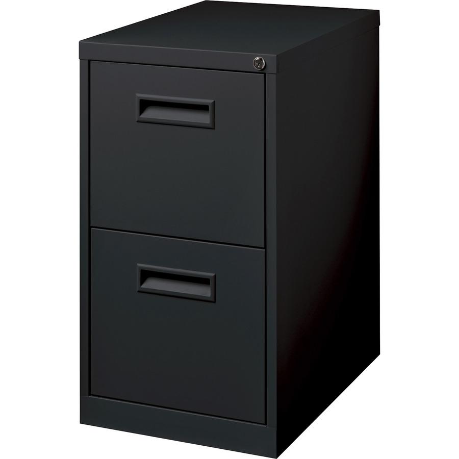 Lorell 19" File/File Mobile File Cabinet with Recessed Pull - 15" x 19" x 28" - 2 x Drawer(s) for File - Letter - Locking Casters, Security Lock, Ball-bearing Suspension - Black - Powder Coated - Stee. Picture 6