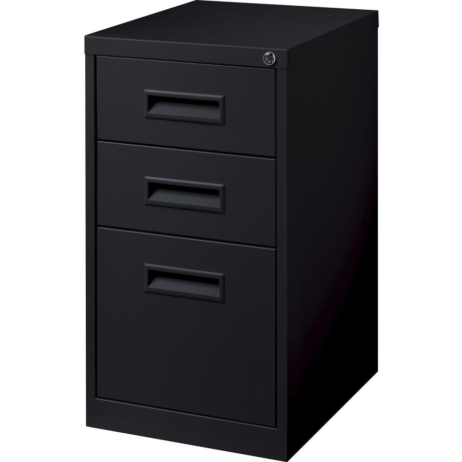 Lorell 19" Box/Box/File Mobile File Cabinet with Recessed Pull - 15" x 19" x 28" - 3 x Drawer(s) for Box, File - Letter - Ball-bearing Suspension - Black - Steel - Recycled. Picture 6