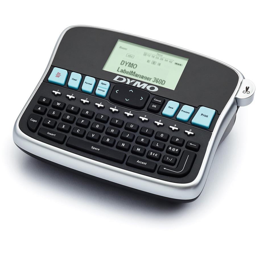 Dymo 360D LabelManager LabelMaker - Label - 0.24" , 0.35" , 0.47" , 0.75" - LCD Screen - Battery - 1 Batteries Supported - Lithium Ion (Li-Ion) - Battery Included - Silver - Auto Power Off, QWERTY, Un. Picture 6