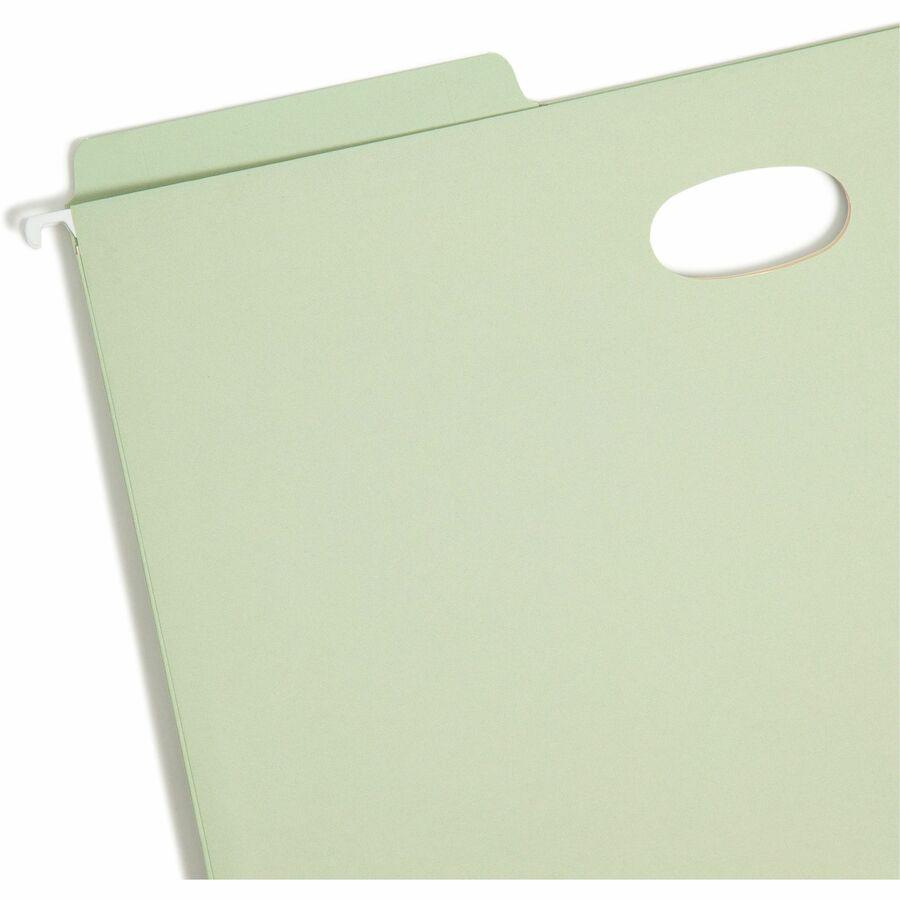 Smead FasTab 1/3 Tab Cut Legal Recycled Hanging Folder - 8 1/2" x 14" - 5 1/4" Expansion - Top Tab Location - Assorted Position Tab Position - Moss - 10% Recycled - 9 / Box. Picture 6