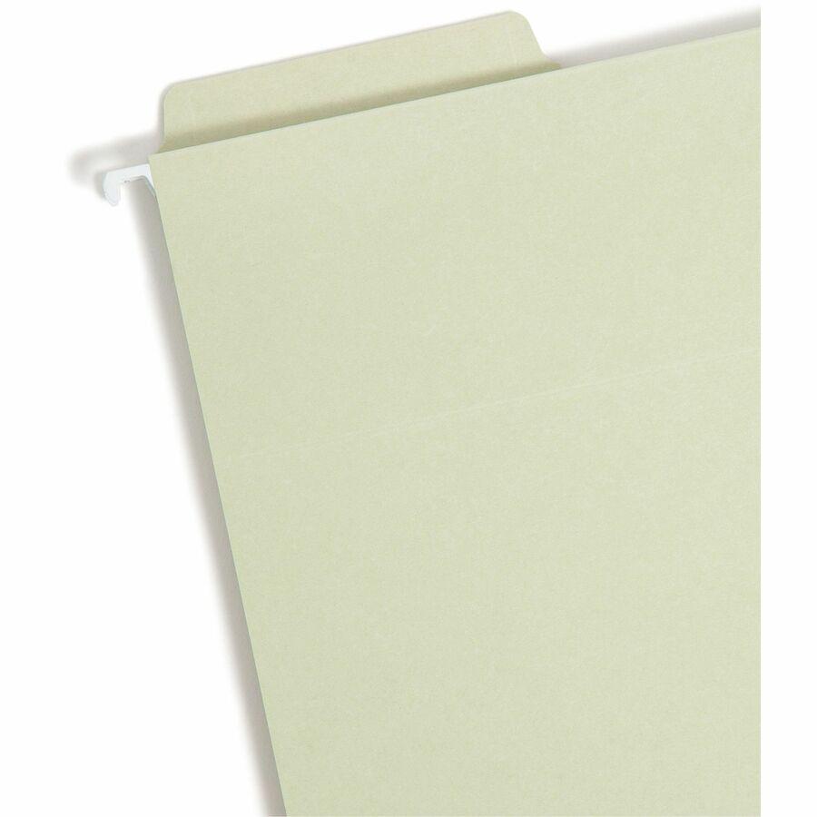 Smead FasTab 1/3 Tab Cut Letter Recycled Hanging Folder - 8 1/2" x 11" - 2" Expansion - Top Tab Location - Assorted Position Tab Position - Moss - 10% Recycled - 20 / Box. Picture 6