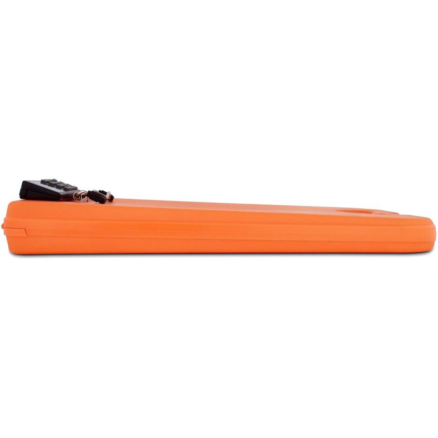 Saunders DeskMate II 00543 Portable Storage Clipboard - 0.50" Clip Capacity - Storage for Stationary - Bottom Opening - 10" x 16" - Low-profile - Polypropylene - Tangerine - 1 Each. Picture 3
