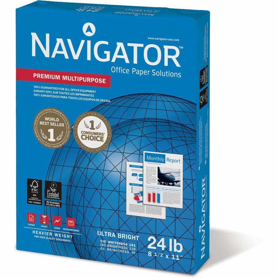 Navigator NMP1124 Inkjet, Laser Copy & Multipurpose Paper - White - 97 Brightness - Letter - 8 1/2" x 11" - 24 lb Basis Weight - 10 / Carton. Picture 4