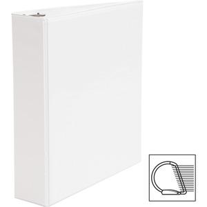 Business Source Basic D-Ring White View Binders - 2" Binder Capacity - Letter - 8 1/2" x 11" Sheet Size - D-Ring Fastener(s) - Polypropylene - White - 1.50 lb - Clear Overlay - 1 Each. Picture 2