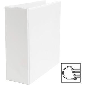 Business Source Basic D-Ring White View Binders - 4" Binder Capacity - Letter - 8 1/2" x 11" Sheet Size - D-Ring Fastener(s) - Polypropylene - White - 1.75 lb - Clear Overlay - 1 Each. Picture 6