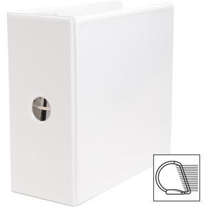 Business Source Basic D-Ring White View Binders - 5" Binder Capacity - Letter - 8 1/2" x 11" Sheet Size - D-Ring Fastener(s) - Polypropylene - White - 2.10 lb - Clear Overlay - 1 Each. Picture 11
