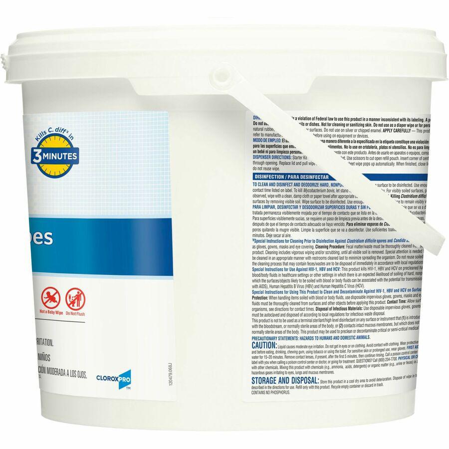 Clorox Healthcare Bleach Germicidal Wipes - Ready-To-Use Wipe12" Width x 12" Length - 1 Each - White. Picture 6