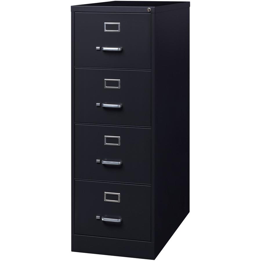 Lorell Fortress Series 26-1/2" Commercial-Grade Vertical File Cabinet - 18" x 26.5" x 52" - 4 x Drawer(s) for File - Legal - Vertical - Lockable, Ball-bearing Suspension, Heavy Duty - Black - Steel - . Picture 5
