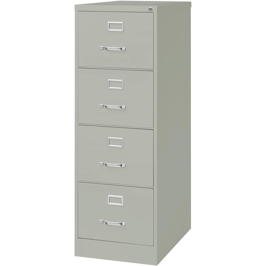 Lorell Fortress Series 26-1/2" Commercial-Grade Vertical File Cabinet - 18" x 26.5" x 52" - 4 x Drawer(s) for File - Legal - Vertical - Lockable, Ball-bearing Suspension, Heavy Duty - Light Gray - Ste. Picture 5