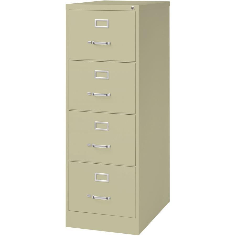 Lorell Fortress Series 26-1/2" Commercial-Grade Vertical File Cabinet - 18" x 26.5" x 52" - 4 x Drawer(s) for File - Legal - Vertical - Lockable, Ball-bearing Suspension, Heavy Duty - Putty - Steel - . Picture 5