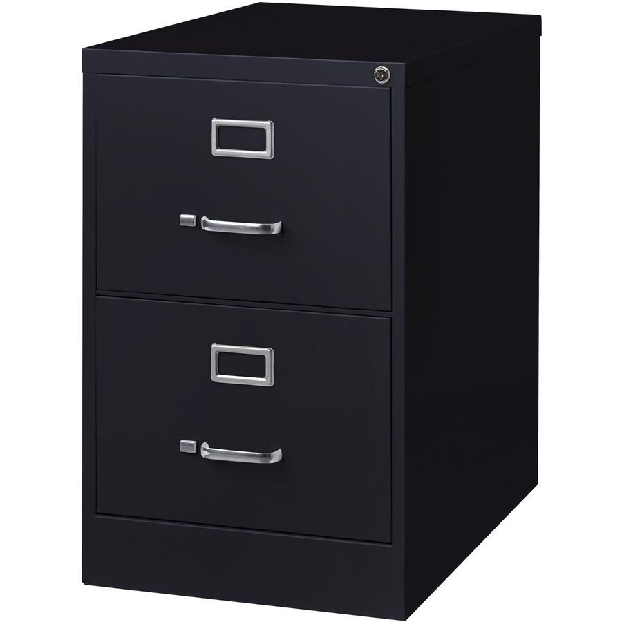 Lorell Fortress Series 26-1/2" Commercial-Grade Vertical File Cabinet - 18" x 26.5" x 28.4" - 2 x Drawer(s) for File - Legal - Vertical - Lockable, Ball-bearing Suspension, Heavy Duty - Black - Steel . Picture 5
