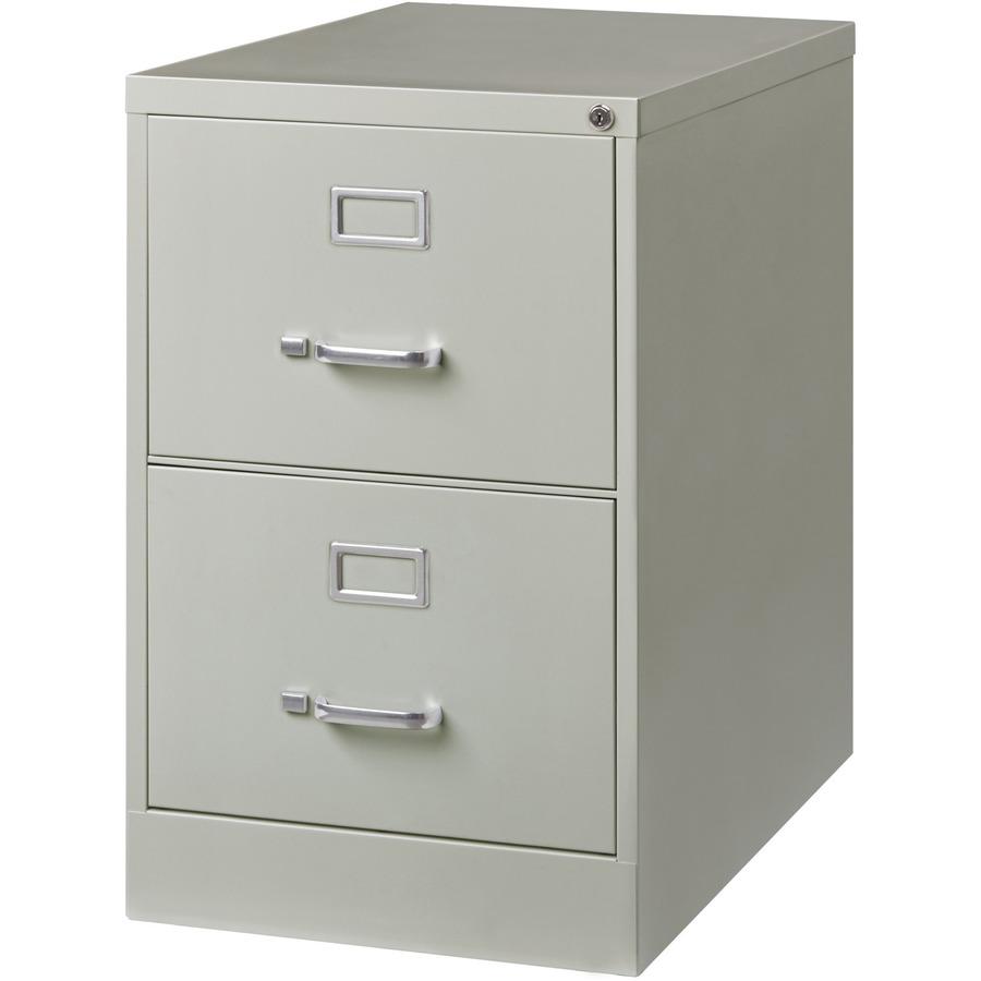 Lorell Fortress Series 26-1/2" Commercial-Grade Vertical File Cabinet - 18" x 26.5" x 28.4" - 2 x Drawer(s) for File - Legal - Vertical - Lockable, Ball-bearing Suspension, Heavy Duty - Light Gray - S. Picture 5