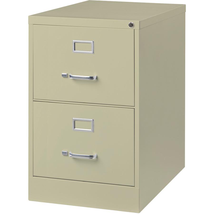 Lorell Fortress Series 26-1/2" Commercial-Grade Vertical File Cabinet - 18" x 26.5" x 28.4" - 2 x Drawer(s) for File - Legal - Vertical - Lockable, Ball-bearing Suspension, Heavy Duty - Putty - Steel . Picture 6