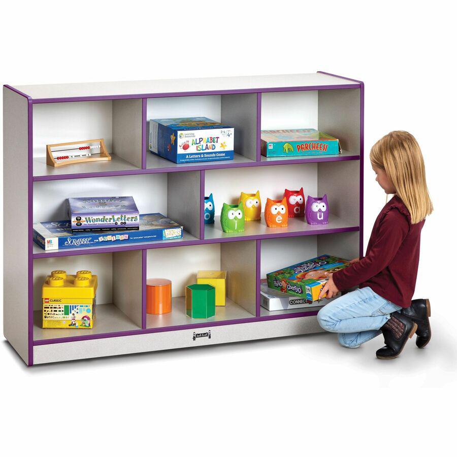 Jonti-Craft Rainbow Accents Super-size Mobile Storage - 35.5" Height x 48" Width x 15" Depth - Durable, Laminated - Purple - Hard Rubber - 1 Each. Picture 4