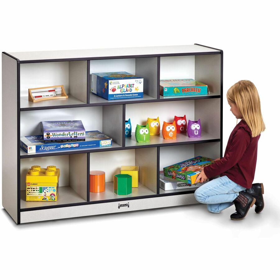 Jonti-Craft Rainbow Accents Super-size Mobile Storage - 35.5" Height x 48" Width x 15" Depth - Durable, Laminated - Black - Hard Rubber - 1 Each. Picture 4