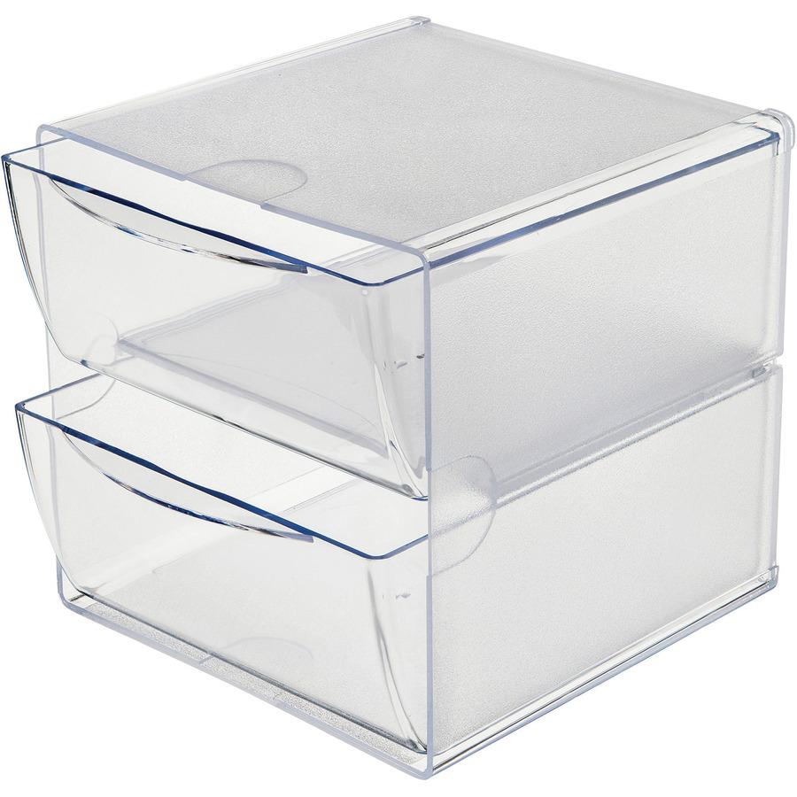 Deflecto Stackable Cube Organizer - 2 Drawer(s) - 6" Height x 6" Width x 7.5" DepthDesktop - Stackable - Clear - Plastic - 1 Each. Picture 10