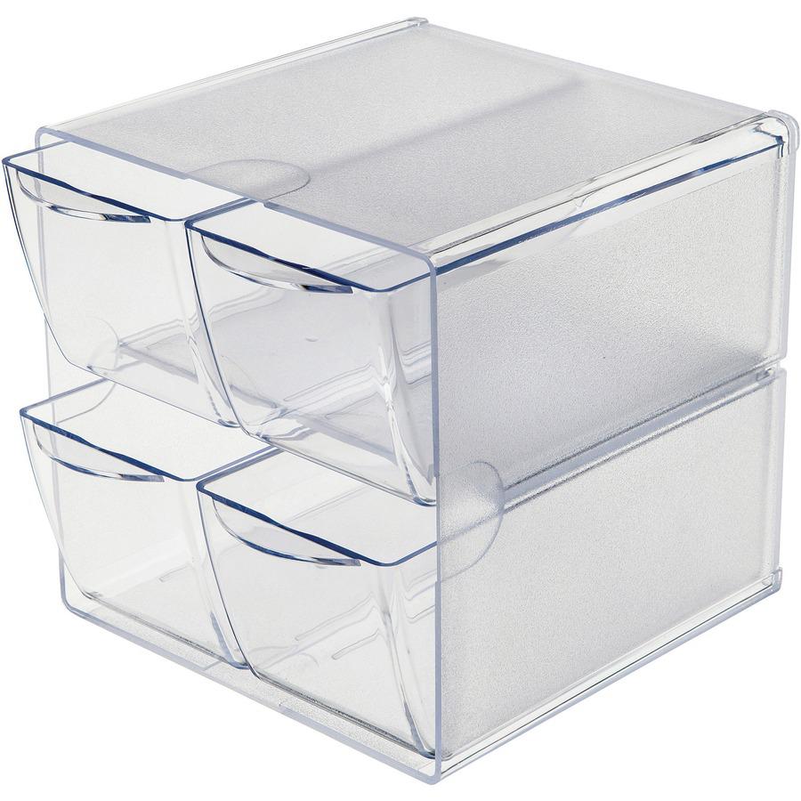 Deflecto Stackable Cube Organizer - 4 Drawer(s) - 6" Height x 6" Width x 7.3" DepthDesktop - Stackable - Clear - Plastic - 1 Each. Picture 8