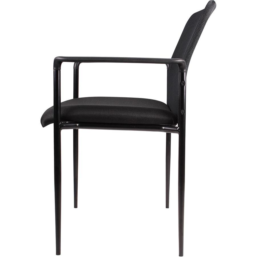 Lorell Reception Side Chair with Molded Cap Arms - Black Seat - Mesh Back - Steel Frame - Four-legged Base - 1 Each. Picture 6