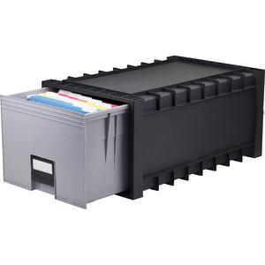 Storex Archive Files Storage Box - External Dimensions: 15.1" Width x 24.3" Depth x 11.4"Height - Media Size Supported: Letter - Heavy Duty - Stackable - Polypropylene - Black, Gray - For File - Recyc. Picture 4