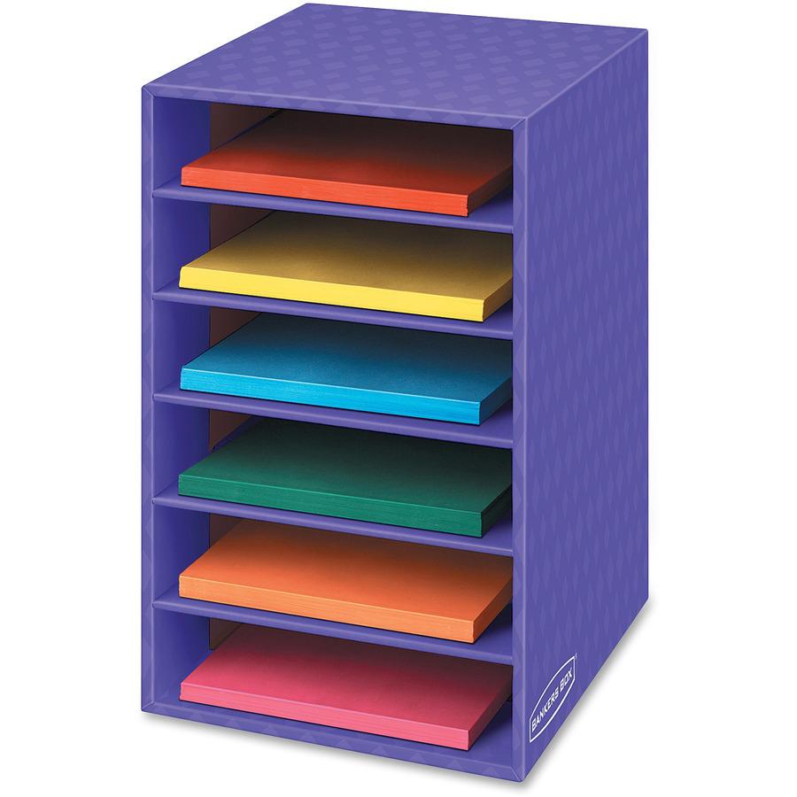 Fellowes 6 Compartment Shelf Organizer - 6 Compartment(s) - Compartment Size 2.63" x 11" x 13" - 18" Height x 11.9" Width x 13.3" DepthDesktop - Sturdy - 60% Recycled - Purple - Corrugated Paper - 1 E. Picture 4