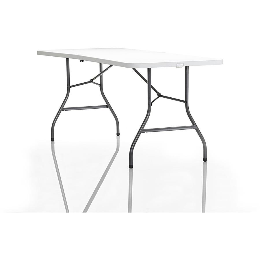 Cosco 6 foot Centerfold Blow Molded Folding Table - Rectangle Top - Folding Base - 29.63" Table Top Width x 72" Table Top Depth - 29.25" Height - White - 1 Each. Picture 13