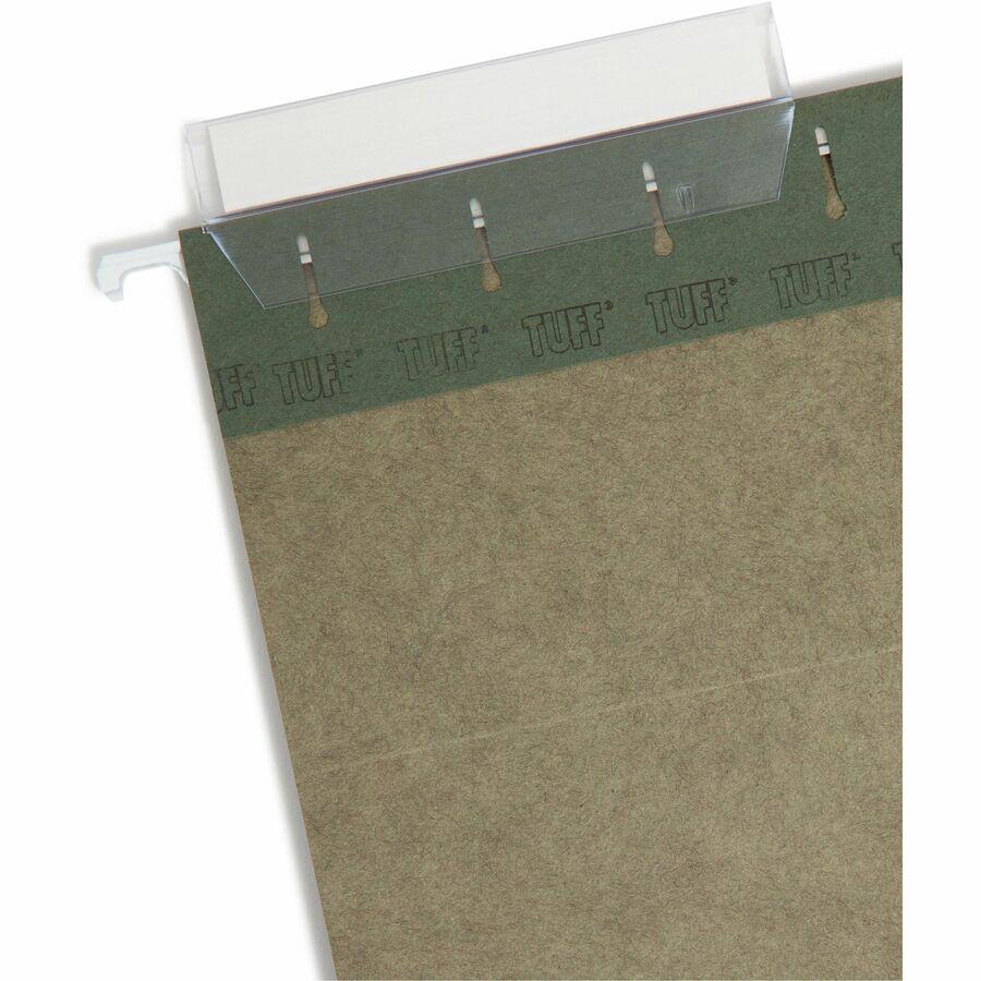 Smead TUFF 1/3 Tab Cut Letter Recycled Hanging Folder - 8 1/2" x 11" - Top Tab Location - Assorted Position Tab Position - Standard Green - 10% Recycled - 20 / Box. Picture 6