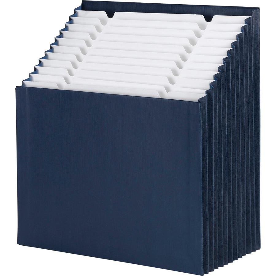 Smead 1/3 Tab Cut Letter Recycled Expanding File - 8 1/2" x 11" - 7/8" Expansion - 12 Pocket(s) - Top Tab Location - Assorted Position Tab Position - 11 Divider(s) - Navy - 10% Recycled - 1 Each. Picture 6