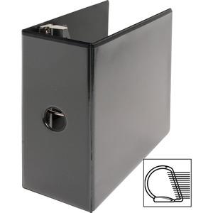 Business Source Basic D-Ring View Binders - 5" Binder Capacity - Letter - 8 1/2" x 11" Sheet Size - D-Ring Fastener(s) - Polypropylene - Black - Clear Overlay - 1 Each. Picture 3