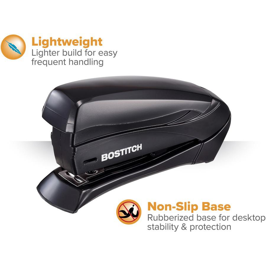 Bostitch Inspire 15 Spring-Powered Compact Stapler - 15 Sheets Capacity - 105 Staple Capacity - Half Strip - 1/4" Staple Size - 1 Each - Black. Picture 4