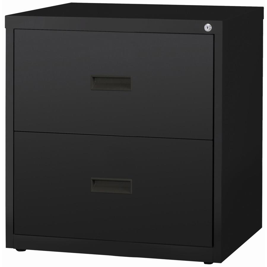 Lorell Value Lateral File - 2-Drawer - 30" x 18.6" x 28.1" - 2 x Drawer(s) for File - A4, Letter, Legal - Interlocking, Ball-bearing Suspension, Adjustable Glide, Locking Drawer - Black - Steel - Recy. Picture 3