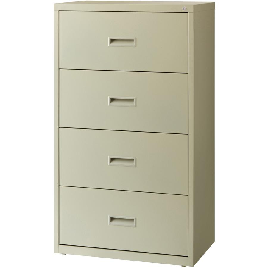 Lorell Value Lateral File - 2-Drawer - 30" x 18.6" x 52.5" - 4 x Drawer(s) for File - A4, Legal, Letter - Interlocking, Adjustable Glide, Ball-bearing Suspension, Label Holder - Putty - Steel - Recycl. Picture 4