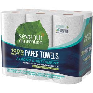 Seventh Generation 100% Recycled Paper Towels - 2 Ply - 11" x 5.40" - 140 Sheets/Roll - White - Paper - 6 / Pack. Picture 5