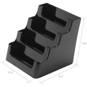 Deflecto 4 Tier Business Card Holder - 3.8" x 3.9" x 3.5" x - Plastic - 1 Each - Black - Storage Compartment, Durable, Recyclable. Picture 2