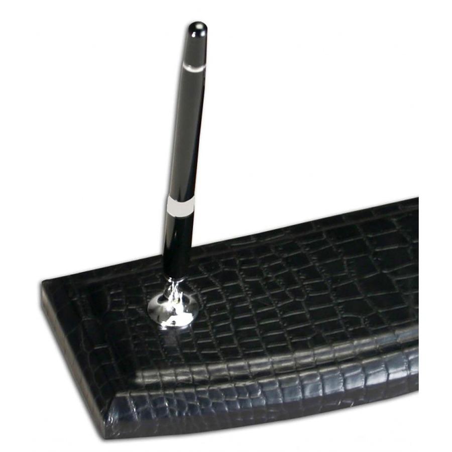 Dacasso Crocodile Embossed Black Leather Pen Stand - Leather, Velveteen - 1 Each - Black. Picture 4