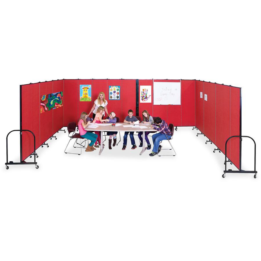 Screenflex Portable Room Dividers - 72" Height x 24.1 ft Length - Black Metal Frame - Polyester - Stone - 1 Each. Picture 6