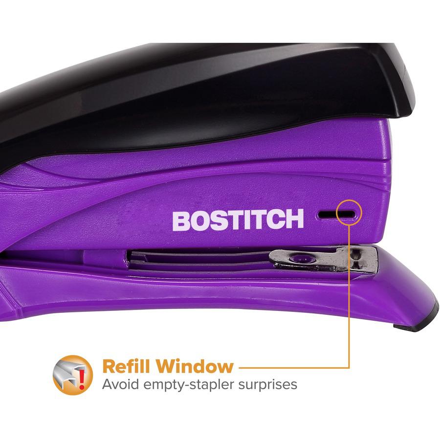 Bostitch Inspire 15 Spring-Powered Compact Stapler - 15 Sheets Capacity - 105 Staple Capacity - Half Strip - 1/4" , 26/6mm Staple Size - 1 Each - Assorted. Picture 4