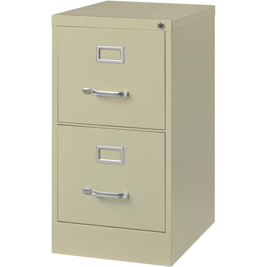 Lorell Fortress Series 22" Commercial-Grade Vertical File Cabinet - 15" x 22" x 28.4" - 2 x Drawer(s) for File - Letter - Lockable, Ball-bearing Suspension - Putty - Steel - Recycled. Picture 4