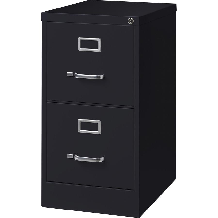 Lorell Fortress Series 22" Commercial-Grade Vertical File Cabinet - 15" x 22" x 28.4" - 2 x Drawer(s) for File - Letter - Lockable, Ball-bearing Suspension - Black - Steel - Recycled. Picture 6