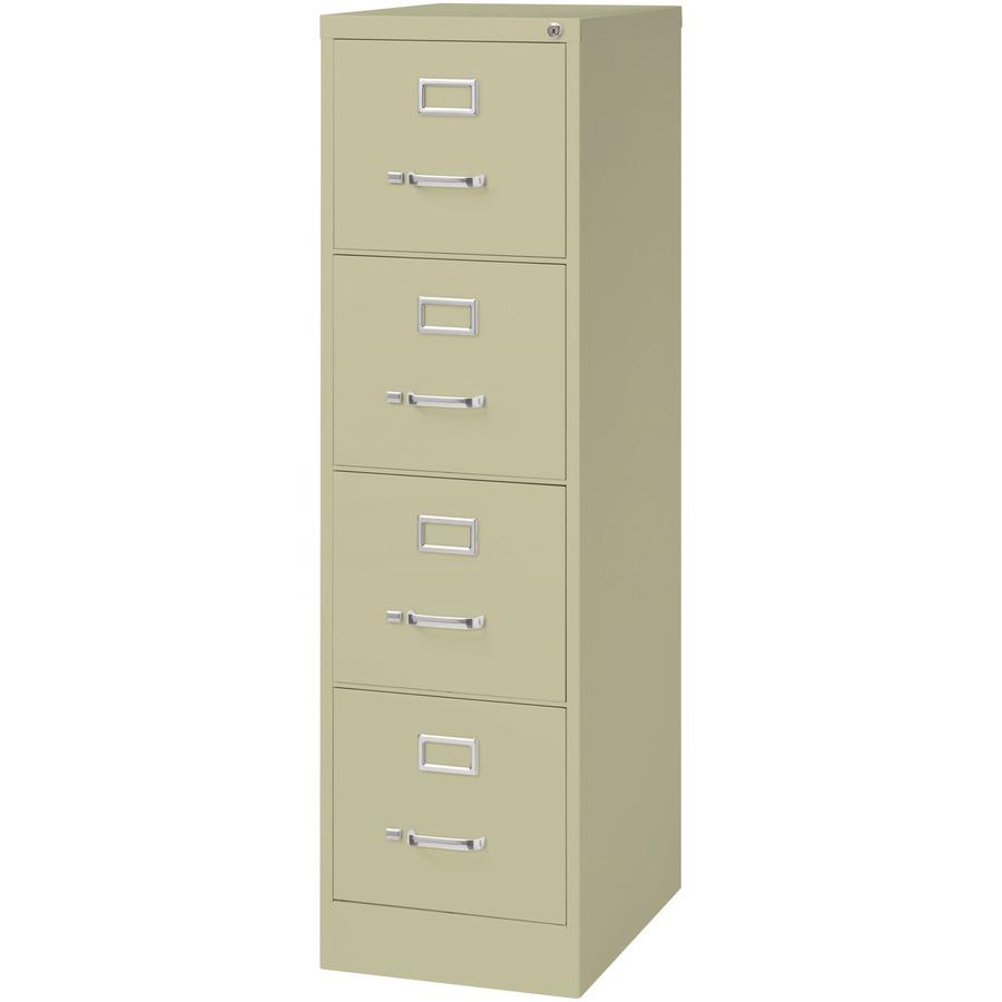 Lorell Fortress Series 22" Commercial-Grade Vertical File Cabinet - 15" x 22" x 52" - 4 x Drawer(s) for File - Letter - Lockable, Ball-bearing Suspension - Putty - Steel - Recycled. Picture 5