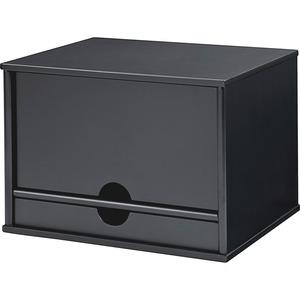 Victor 4720-5 Midnight Black Desktop Organizer - 4 Compartment(s) - 1 Drawer(s) - 14" Height x 10.8" Width x 9.8" Depth - Desktop - Black - Wood, Rubber, Faux Leather - 1Each. Picture 2