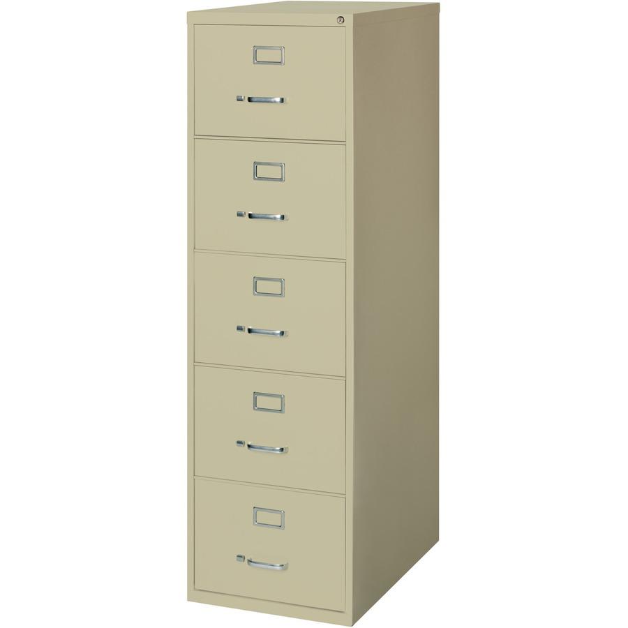 Lorell Fortress Series 26-1/2" Commercial-Grade Vertical File Cabinet - 18" x 26.5" x 61" - 5 x Drawer(s) for File - Legal - Vertical - Ball-bearing Suspension, Security Lock, Heavy Duty - Putty - Ste. Picture 6