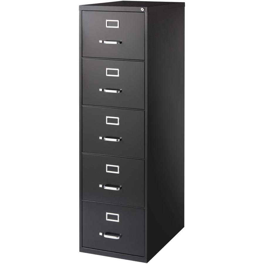 Lorell Fortress Series 26-1/2" Commercial-Grade Vertical File Cabinet - 18" x 26.5" x 61" - 5 x Drawer(s) for File - Legal - Vertical - Heavy Duty, Security Lock, Ball-bearing Suspension - Black - Ste. Picture 4