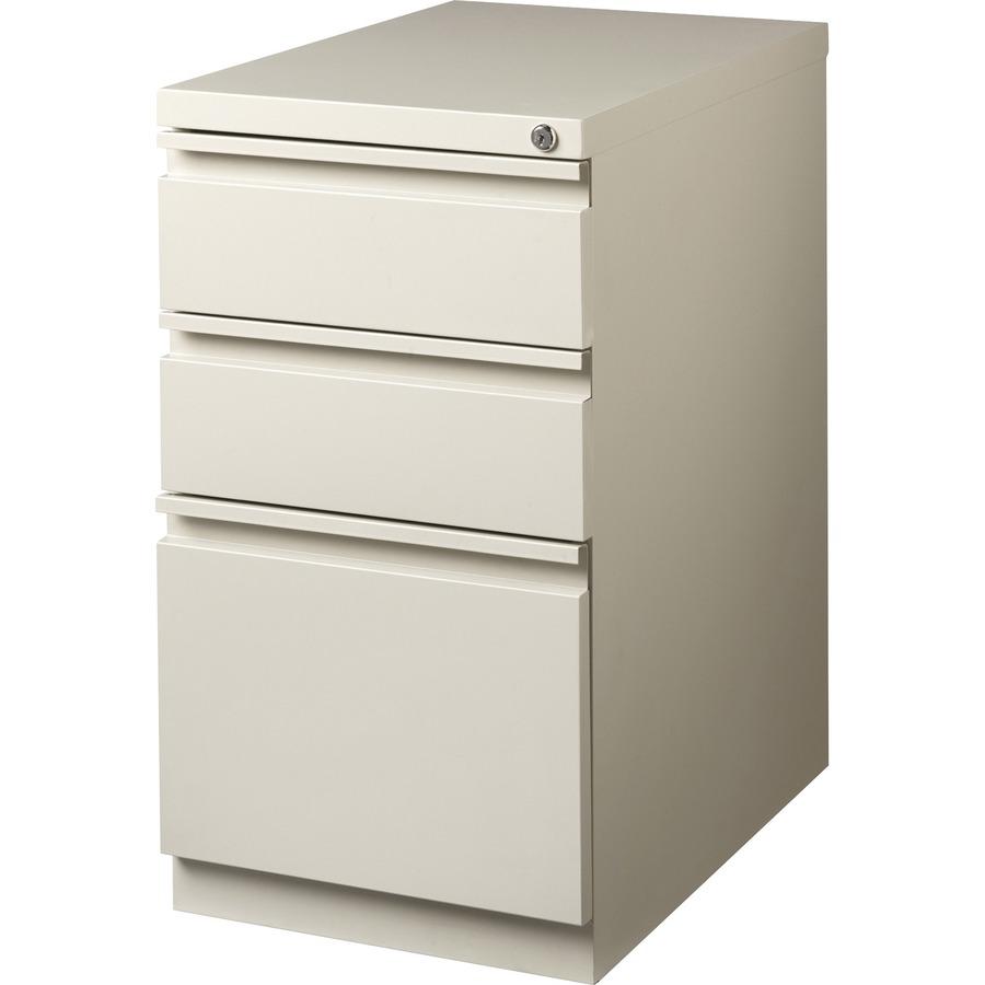 Lorell 20" Box/Box/File Mobile File Cabinet with Full-Width Pull - 15" x 20" x 27.8" - Letter - Ball-bearing Suspension, Security Lock, Recessed Handle - Putty - Steel - Recycled. Picture 8